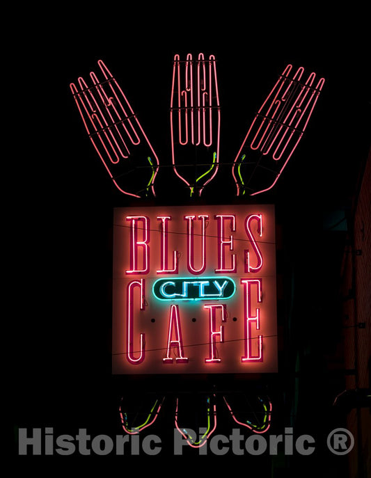 Memphis, TN Photo - Blues City Cafe neon Sign, Beale Street, Memphis, TN