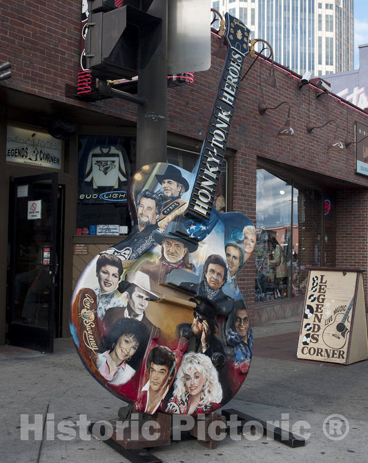 Nashville, TN Photo - Guitar sign on in front of Legends Corner Bar on Broad Street in Nashville, TN