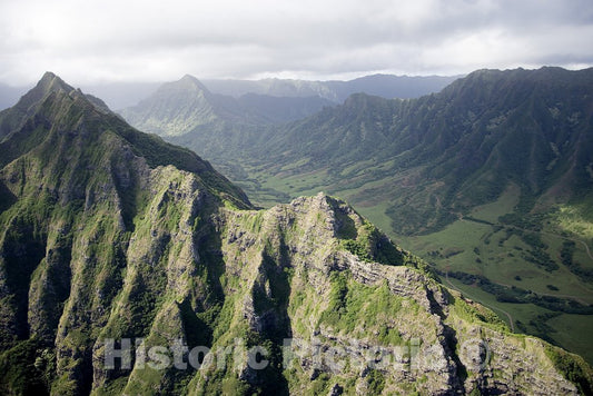 Hawaii Photo - Aerial View of Peaks and Valleys, Hawaii