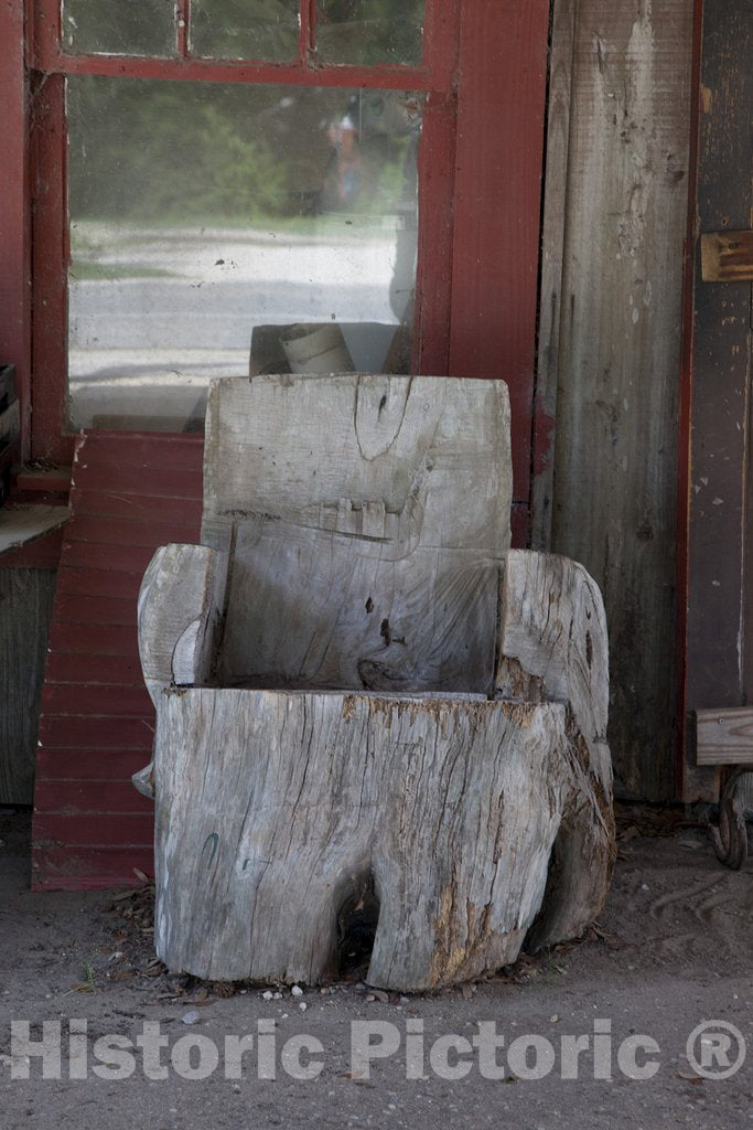 Stockton, AL Photo - Wood Chair at a Gas Station in Historic Stockton, Alabama