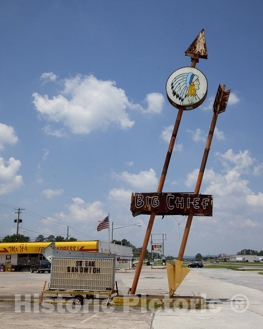 Gadsden, AL Photo - Big Chief Restaurant Sign in Gadsden, Alabama