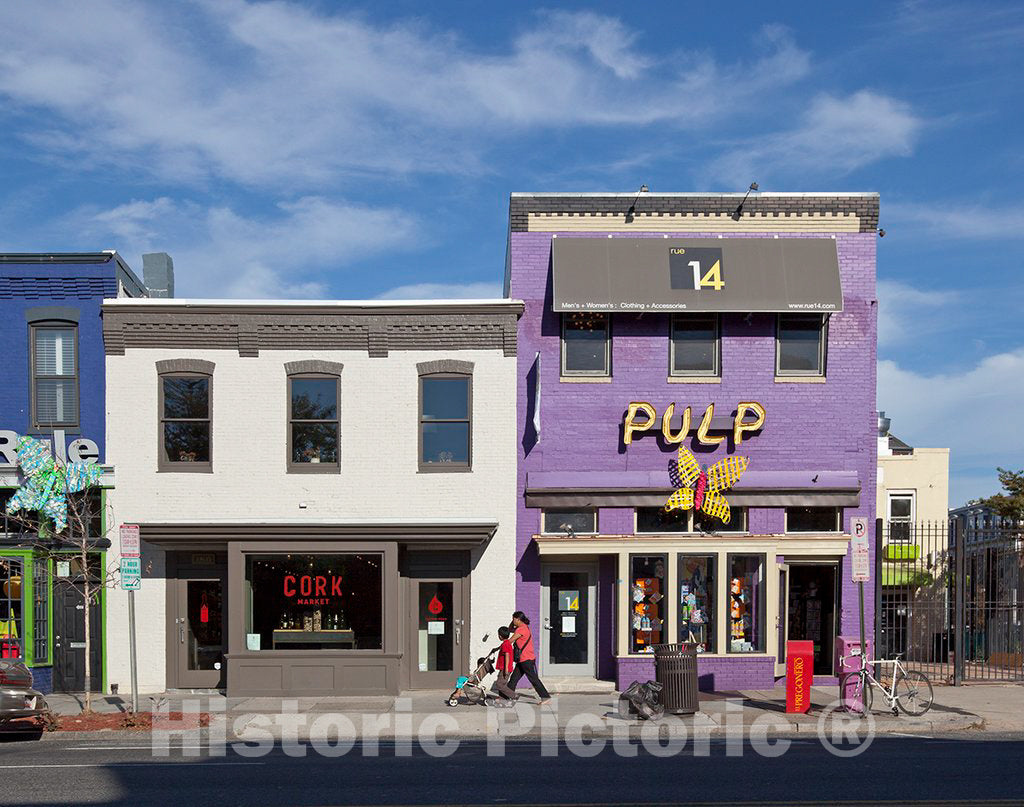 Photo - Street Scene Near Intersection of 14th St. and S St, NW, Washington, D.C.- Fine Art Photo Reporduction