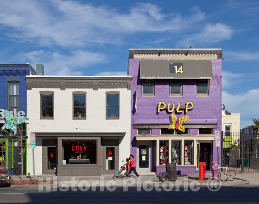 Photo - Street Scene Near Intersection of 14th St. and S St, NW, Washington, D.C.- Fine Art Photo Reporduction