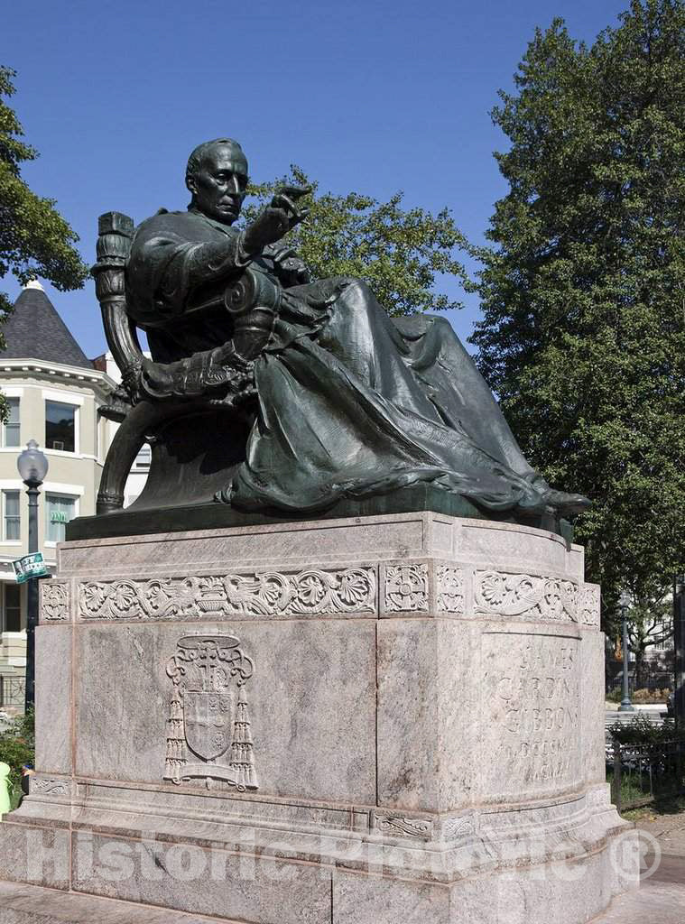 Photo - Cardinal James Gibbons Statue North of Meridian Hill Park, 16th St. Near Intersection with Park Rd, NW, Washington, D.C.- Fine Art Photo Reporduction