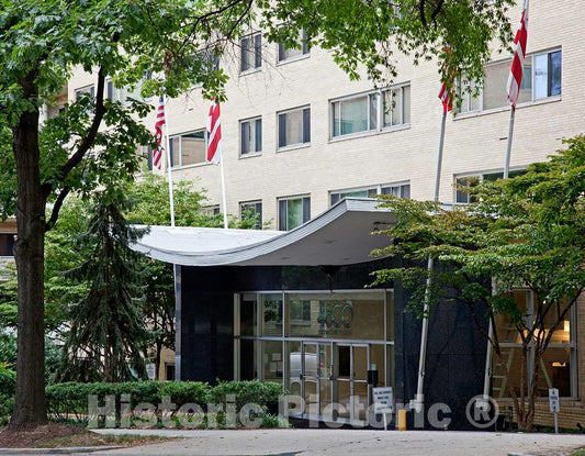 Photo - Apartment Building Entrance Way, 4600 Connecticut Ave, NW, Washington, D.C.- Fine Art Photo Reporduction