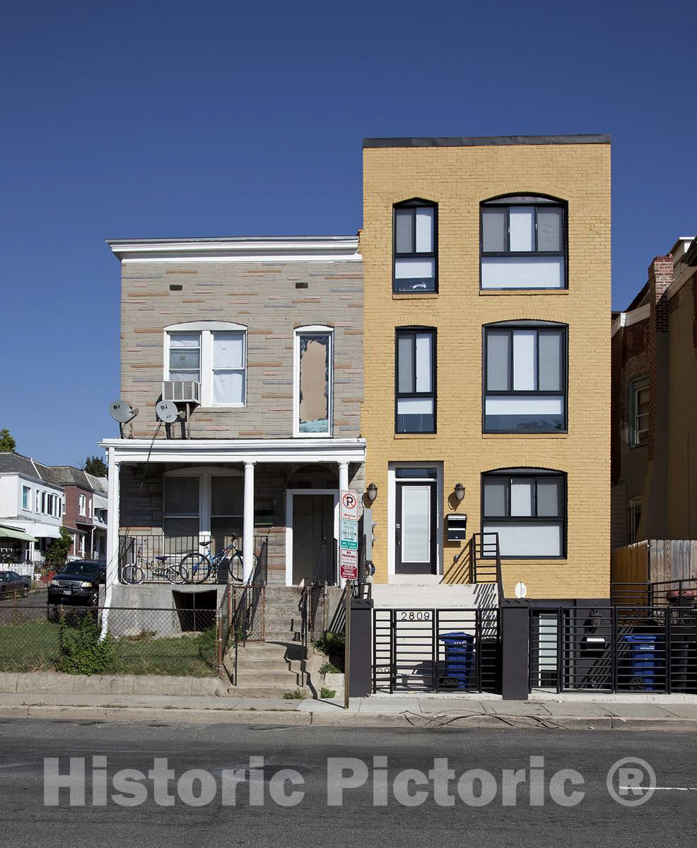 Photo - Row Houses, Sherman Ave. Near Intersection with Gresham Pl, NW, Washington, D.C.- Fine Art Photo Reporduction