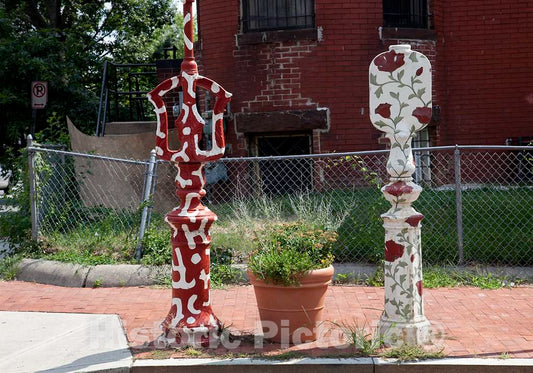 Photo - Historic police call boxes painted in stricking colors, North Capitol St, Washington, D.C.- Fine Art Photo Reporduction