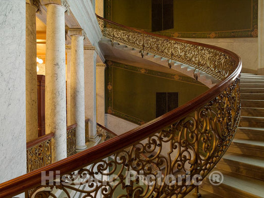 Photo - Cantilevered Monumental Stair, Birch Bayh Federal Building, Indianapolis, Indiana- Fine Art Photo Reporduction