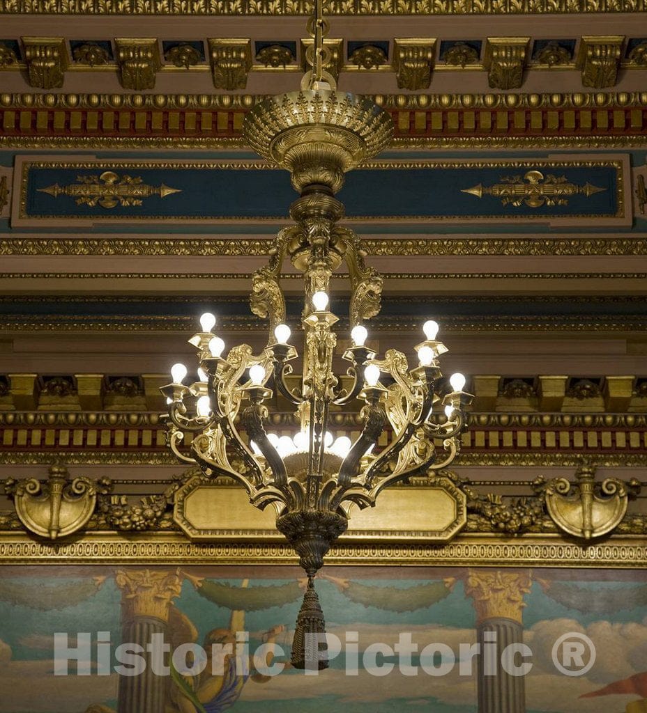 Photo - East courtroom Chandelier, Howard M. Metzenbaum U.S. Courthouse, Cleveland, Ohio- Fine Art Photo Reporduction