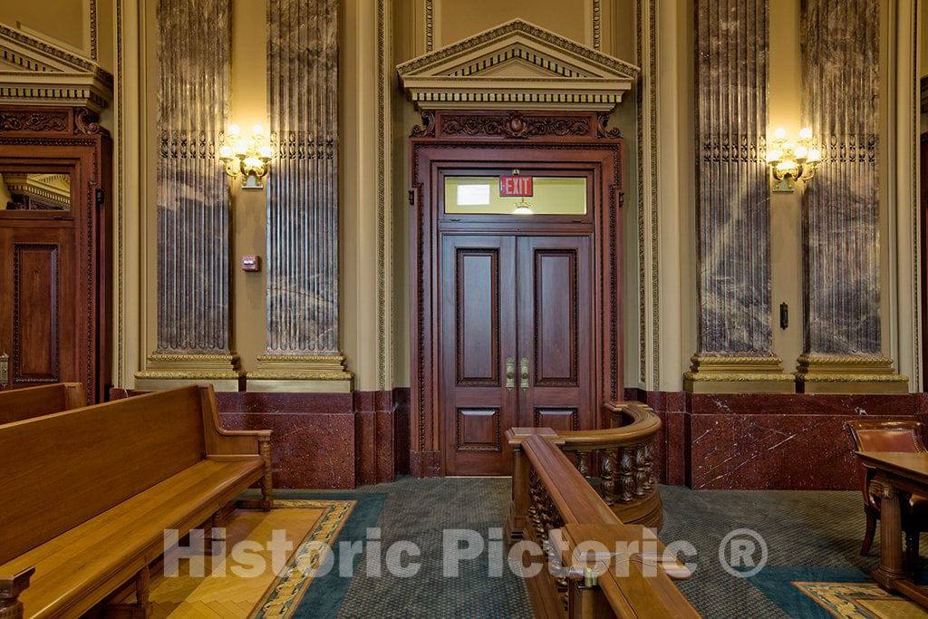 Photo - West courtroom, Entry Door, Howard M. Metzenbaum U.S. Courthouse, Cleveland, Ohio- Fine Art Photo Reporduction