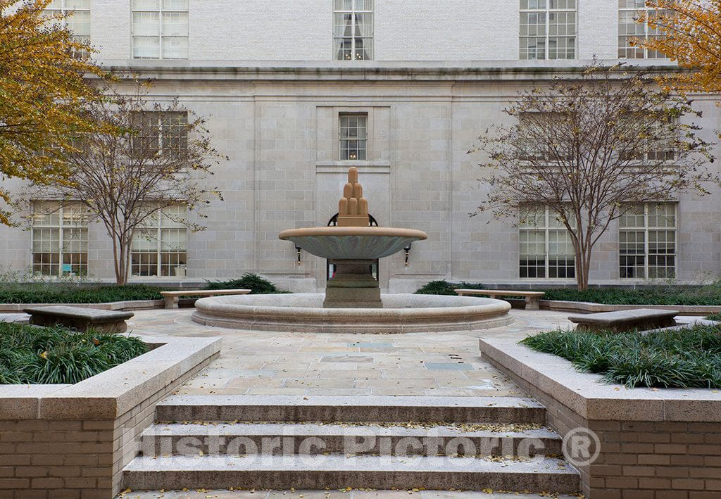Photo - Exterior Courtyard, EPA East and West, Located on 12th and Constitution Avenue, N.W. and Part of The Federal Triangle, Washington, D.C.- Fine Art Photo Reporduction