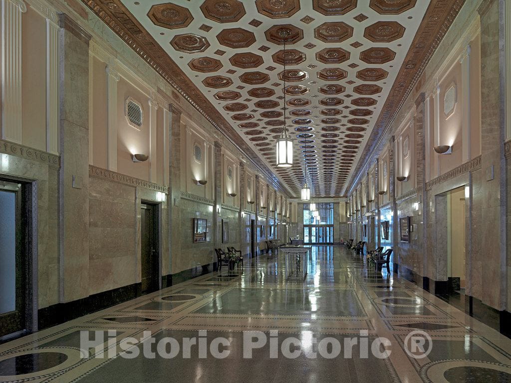 Photo - Main lobby, Joseph P. Kinnerary U.S. Courthouse, Columbus, Ohio- Fine Art Photo Reporduction