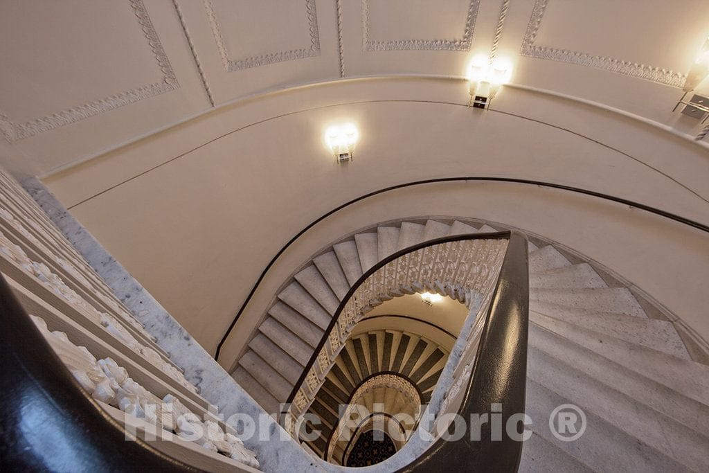 Photo - Circular Staircase in Former General Post Office, Tariff Building; Now The Monaco Hotel, Washington, D.C.- Fine Art Photo Reporduction