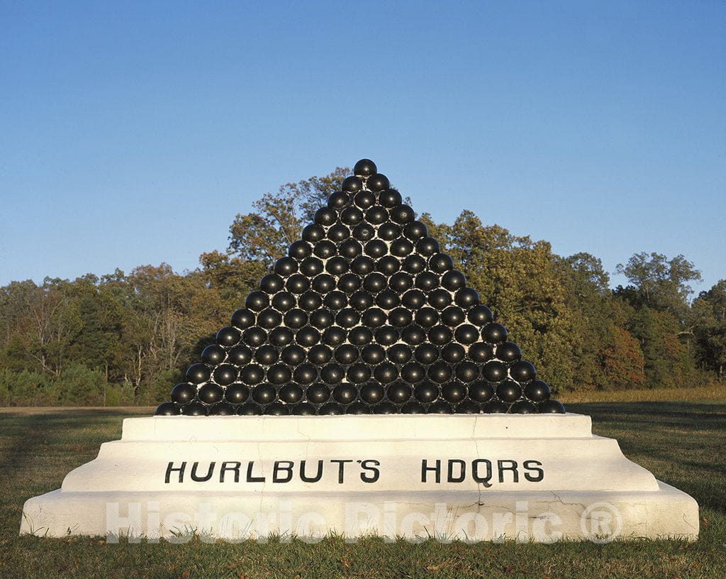Shiloh, TN Photo - One of Several Cannonball Monuments Marking campites at Shiloh National Military Park, Tennessee