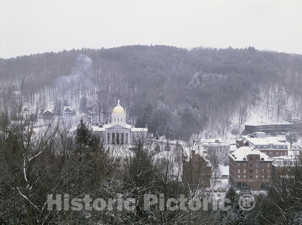 Montpelier, VT Photo - Capitol in Winter, Montpelier, Vermont