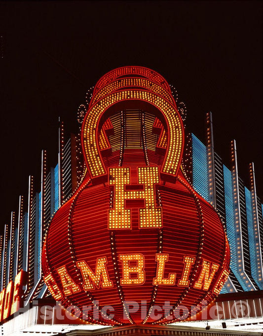Las Vegas, NV Photo - Neon Gambling Sign on Freemont Street in Historic Las Vegas, Nevada