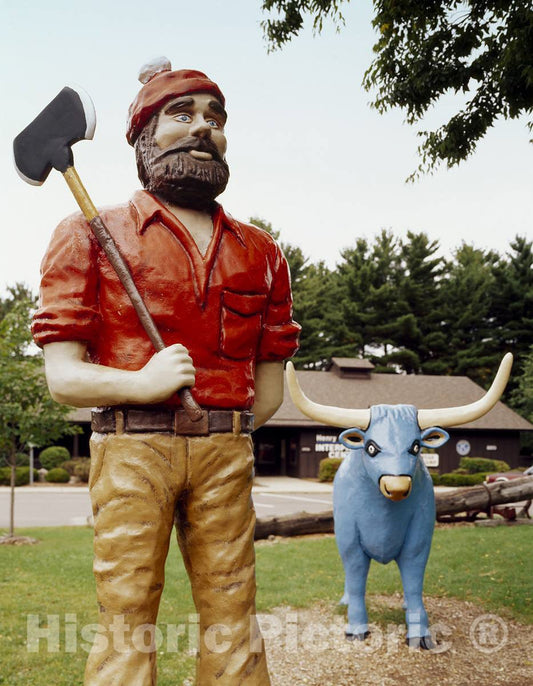 Photo - Paul Bunyan and Babe The Blue ox Statues, Eau Claire, Wisconsin- Fine Art Photo Reporduction