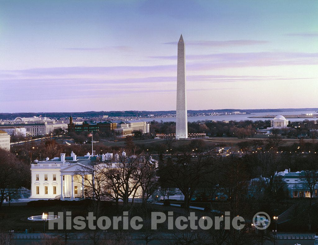 Washington, D.C. Photo - Dawn Over The White House, Washington Monument, and Jefferson Memorial, Washington, D.C.