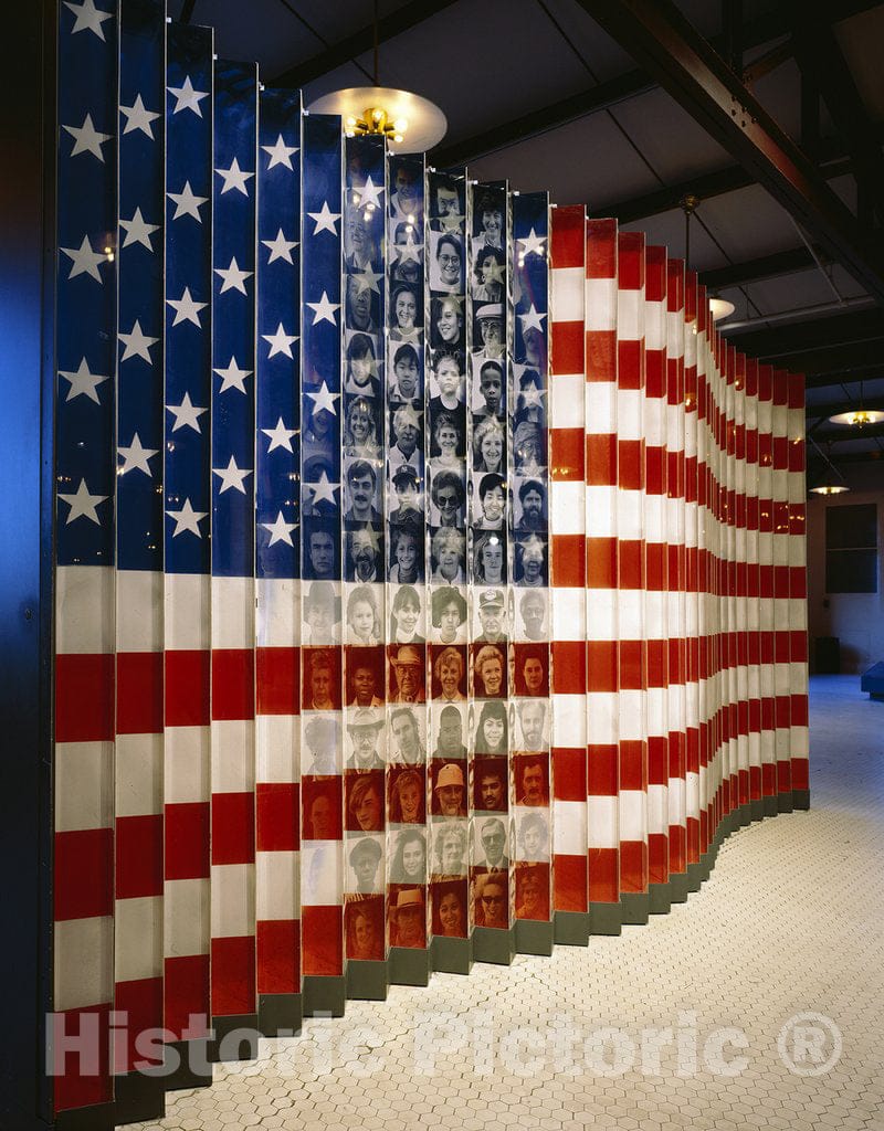 New York, NY Photo - Ellis Island Flag and Faces Exhibit Photograph, Ellis Island, New York, NY