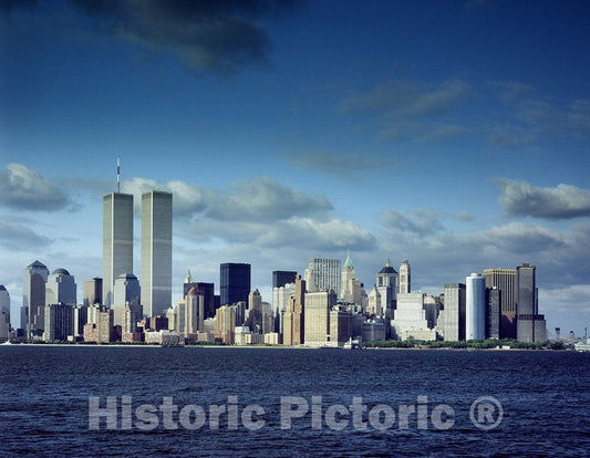 New York, NY Photo - World Trade Center Towers and New York Skyline, pre-9/11, New York, NY
