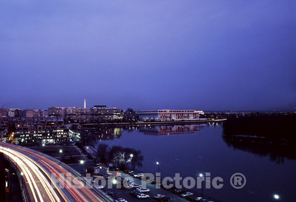 Washington, D.C. Photo - Potomac River Dusk with The Kennedy Center in The Distance, Washington, D.C.