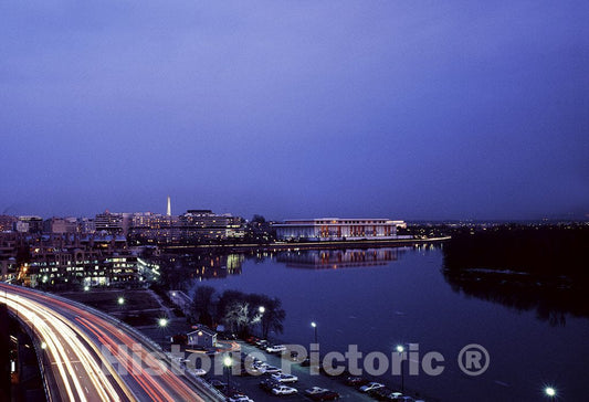 Washington, D.C. Photo - Potomac River Dusk with The Kennedy Center in The Distance, Washington, D.C.