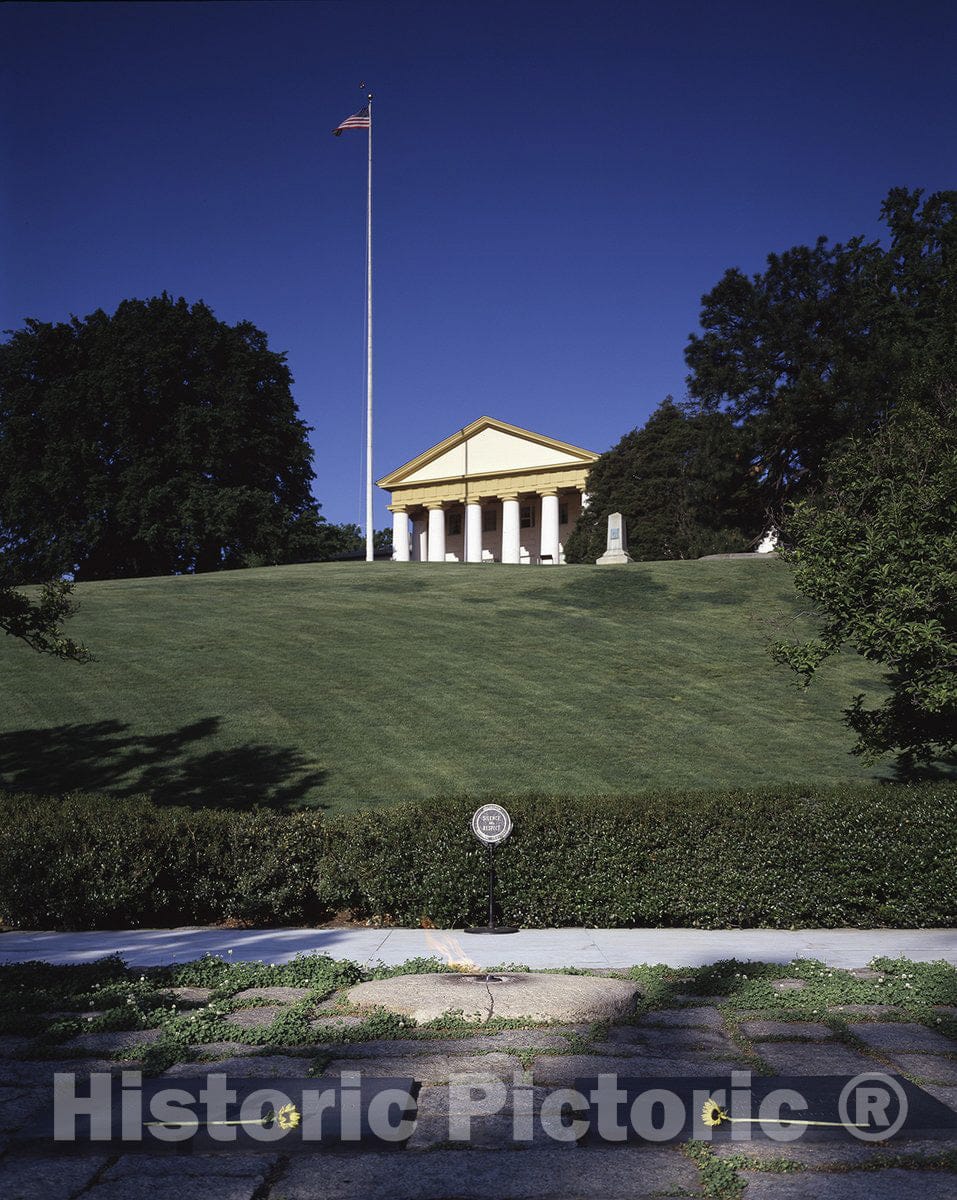Arlington, VA Photo - Kennedy gravesite Below Lee-Custis Mansion at Arlington Cemetery-