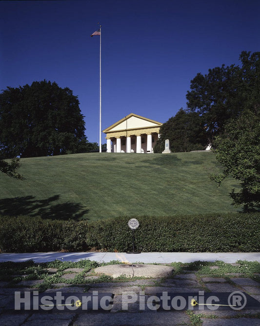 Arlington, VA Photo - Kennedy gravesite Below Lee-Custis Mansion at Arlington Cemetery-