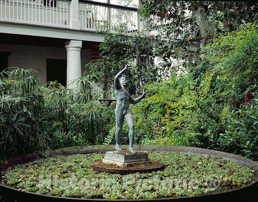 Photo - Garden Fountain Statue, Parlange Plantation, New Roads, Louisiana- Fine Art Photo Reporduction