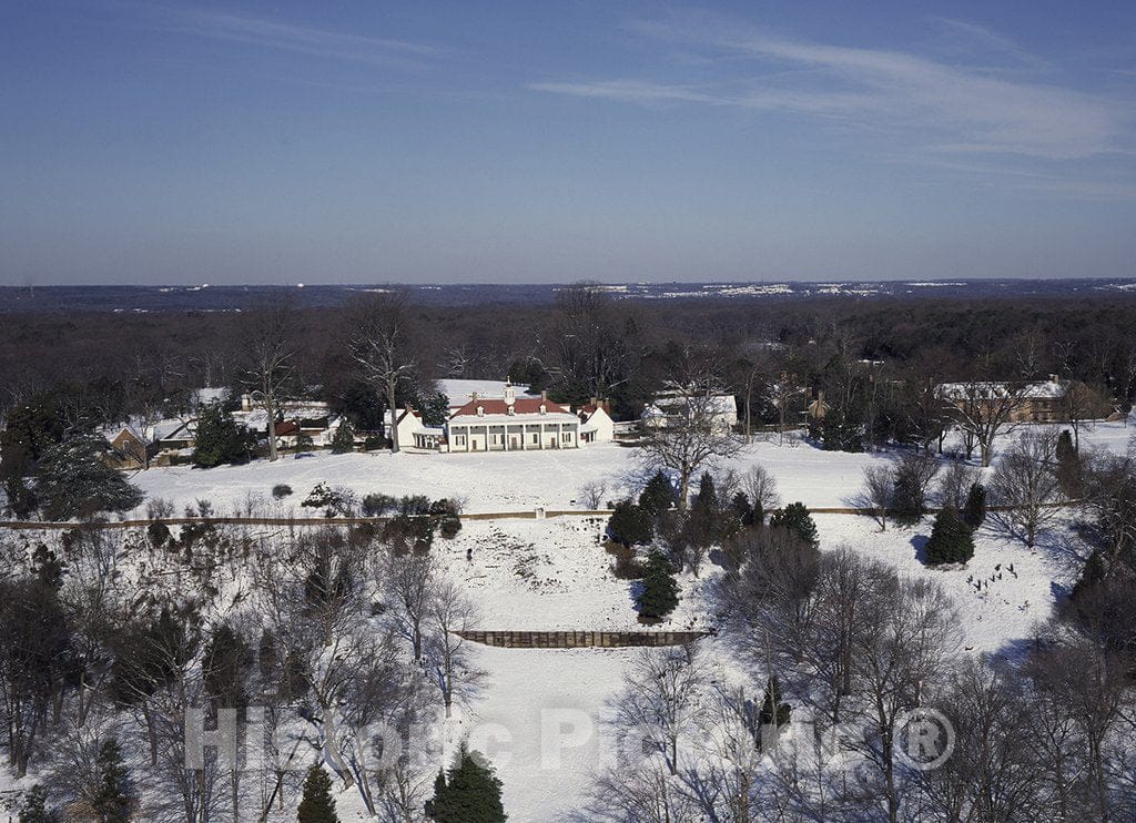 Mount Vernon, VA Photo - Aerial of Snow Covering Mount Vernon, Virginia