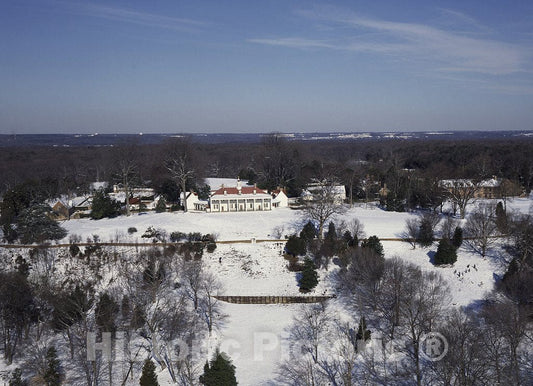 Mount Vernon, VA Photo - Aerial of Snow Covering Mount Vernon, Virginia