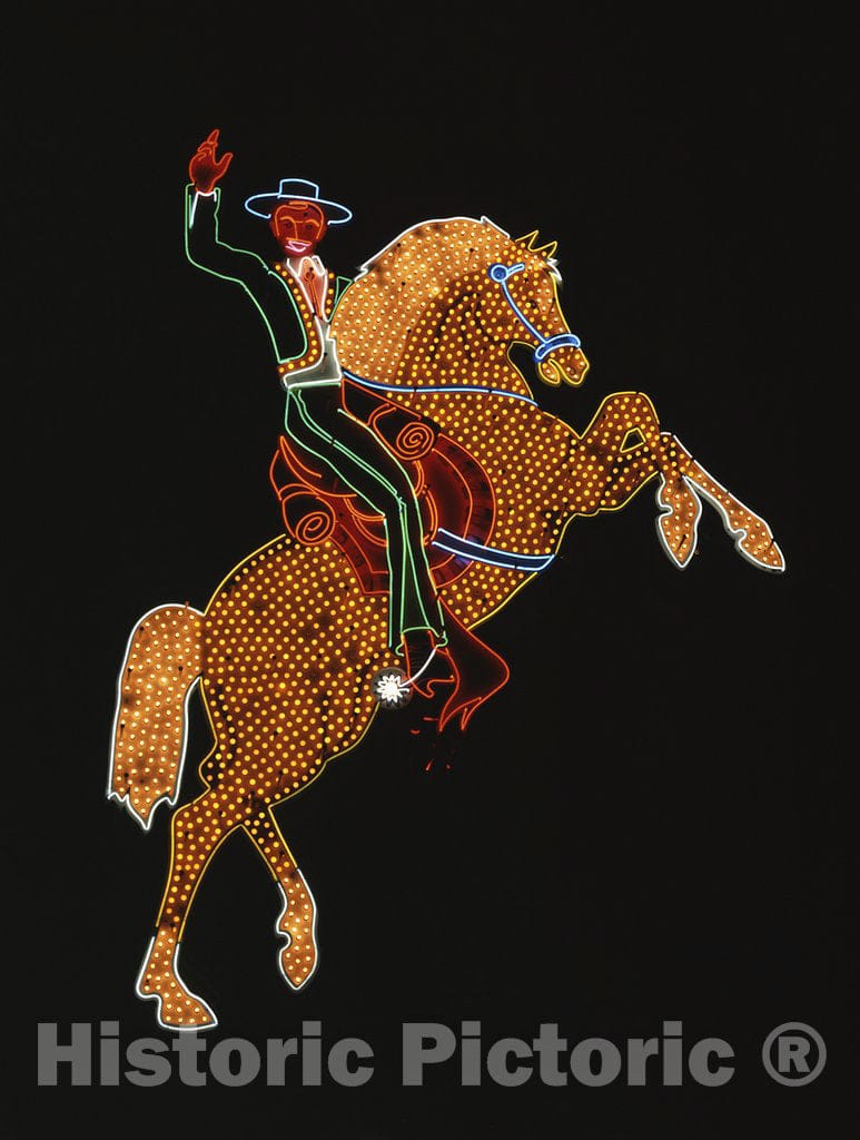 Las Vegas, NV Photo - Hacienda Horse and Rider, Historic neon Sign, Las Vegas, Nevada