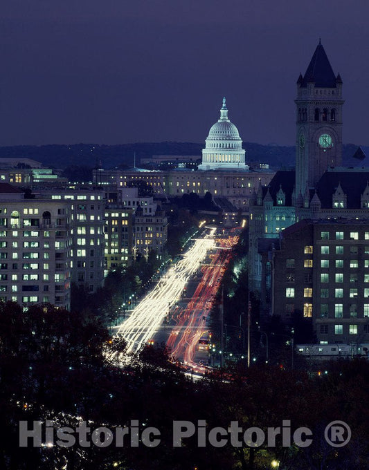 Washington, D.C. Photo - Dusk View of Pennsylvania Avenue, America's Main Street in Washington, D.C.