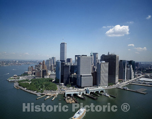 New York, NY Photo - Aerial Skyline View of Lower Manhattan, New York City, Before September 11, 2001