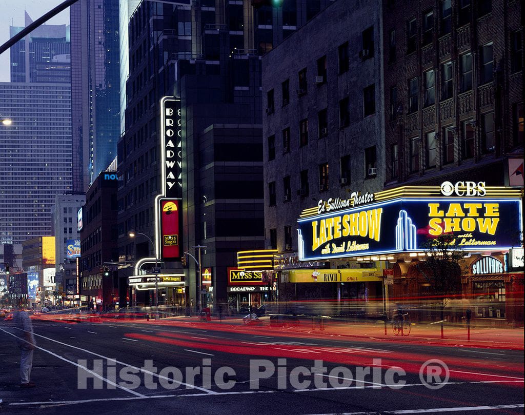 New York, NY Photo - Dusk View of The Ed Sullivan Theatre Marquee, New York, New York