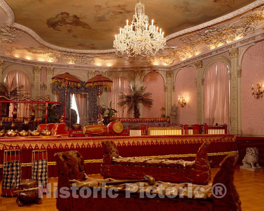 Photo - Louis XIV drawing room now holds the instruments of a traditional Indoesian gamelan orchestra in the Embassy of Indonesia, Washington, D.C.- Fine Art Photo Reporduction
