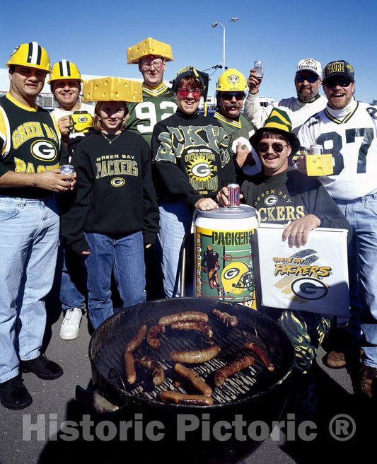 Green Bay, WI Photo -Cheesehead Fans of The Green Bay Packers Football Team in Green Bay, Wisconsin