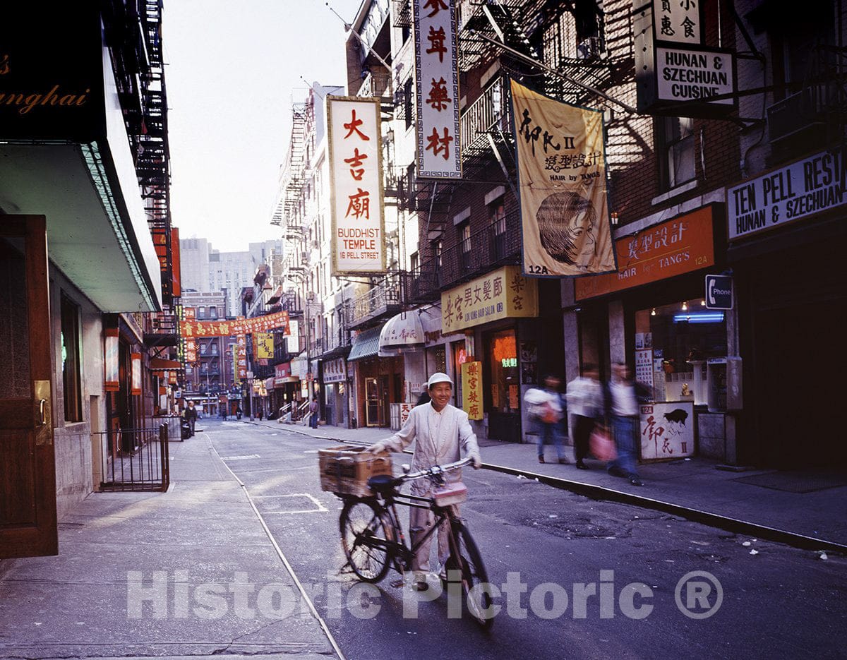 New York, NY Photo - A Messenger Delivers Food to a Restaurant in The Chinatown District of New York, New York-