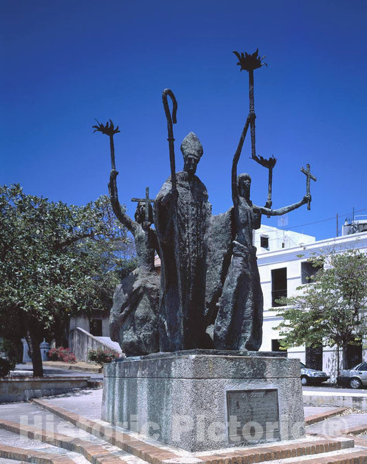 Photo - Four Statues Pay Tribute to The Bishop and townswomen who participated in La Rogativa, San Juan, Puerto Rico- Fine Art Photo Reporduction