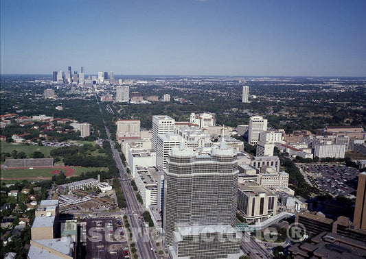 Houston, TX Photo - Aerial View of The TX Medical Center with Skyline of Houston in The Background