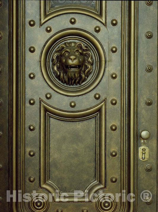 Macon, GA Photo - Detail from The Massive, Riveted Bronze Front Doors of The Hay House, Once The Most Prominent Dwelling in Central Georgia