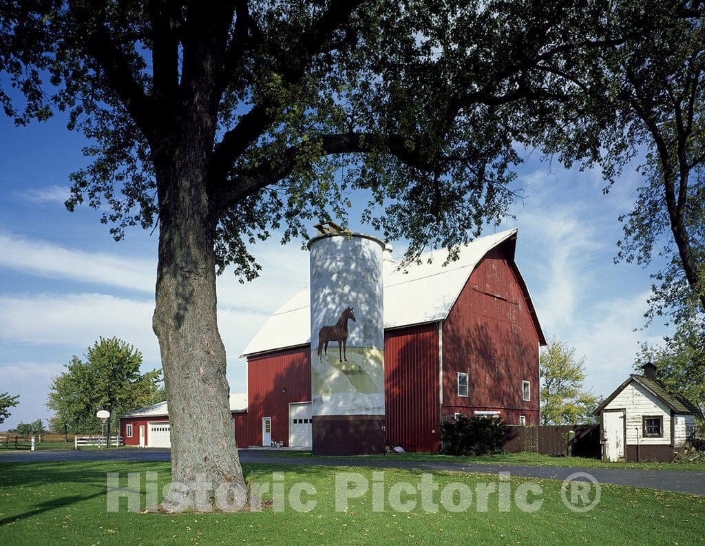 Sycamore, IL Photo - Barn with a Painted silo Near Sycamore, Illinois