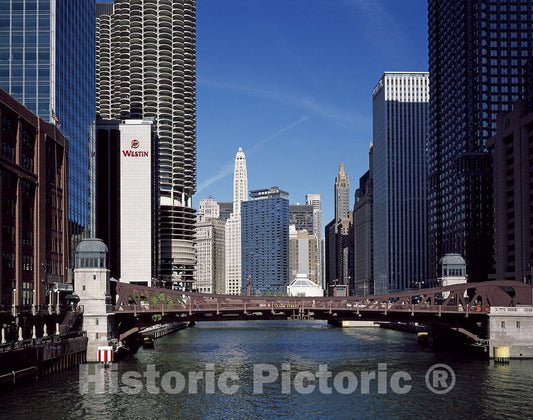 Chicago, IL Photo - Chicago River View of Downtown Chicago, Illinois