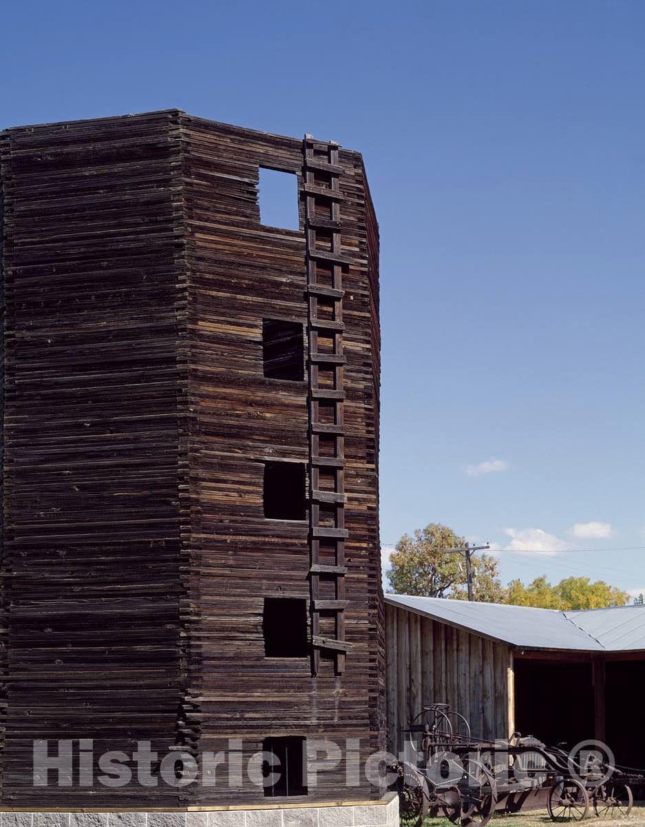 Photo - Unusual Wooden silo at Centennial Village, a Historical Park in Greeley, Colorado- Fine Art Photo Reporduction