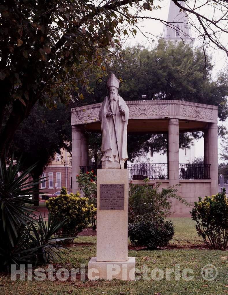 Photo - Statue of Saint Augustine in a Plaza in Laredo, Texas- Fine Art Photo Reporduction