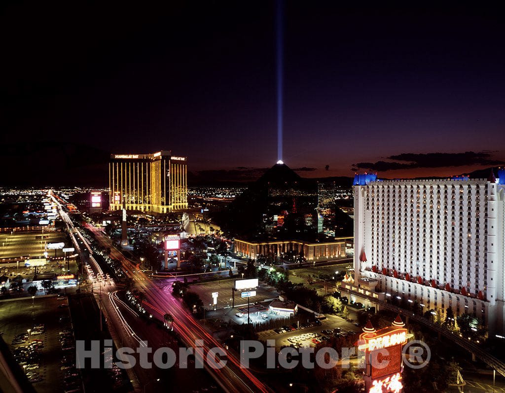 Las Vegas, NV Photo - Nighttime Aerial View of The Las Vegas Strip