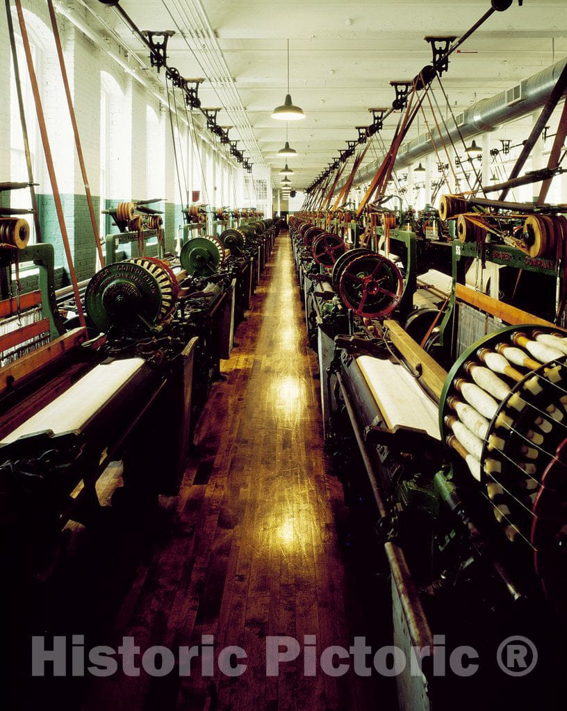 Lowell, MA Photo - Looms inside the old Boott Cotton Mill No. 6 in Lowell, Massachusetts
