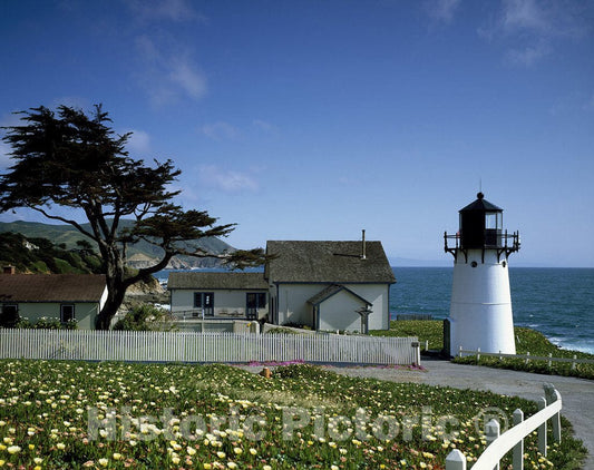 Montara, CA Photo - Point Montara Lighthouse (Now a Hostel) Near Half Moon Bay on California's Pacific Coast