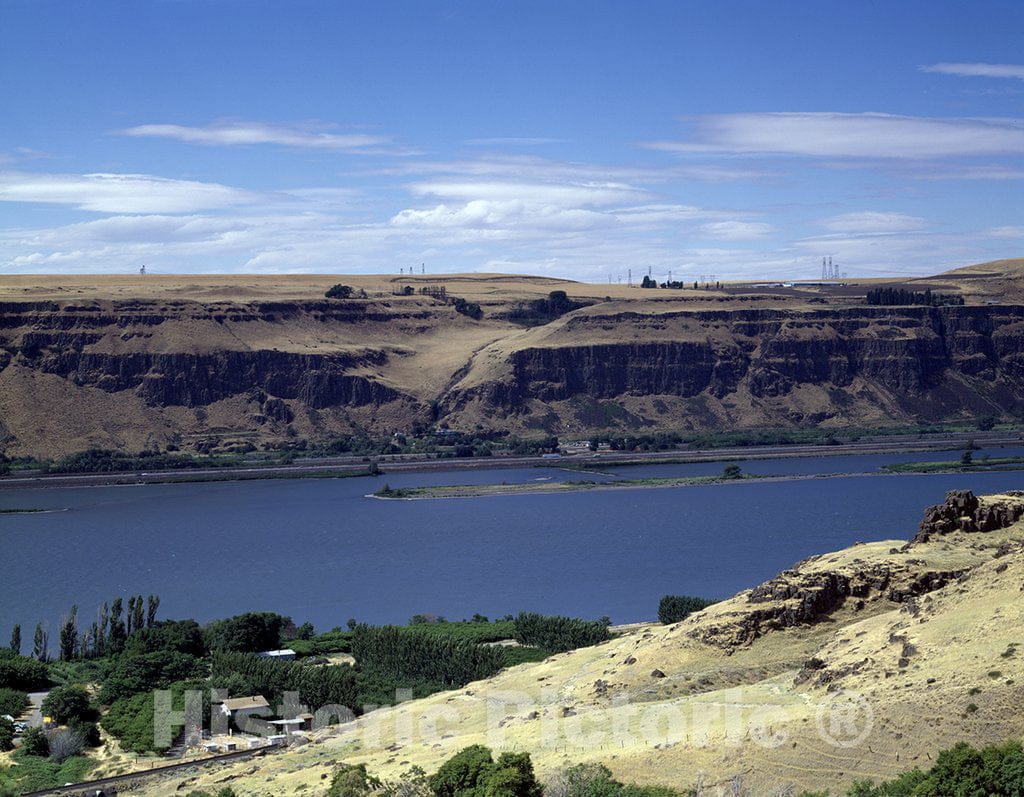 Washington (State) Photo - Remote Stretch of The Columbia River as seen from The Oregon Side, Facing Washington