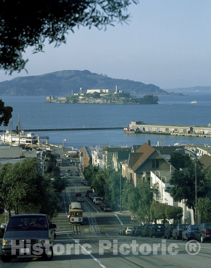 San Francisco, CA Photo - Hill-top View of Alcatraz, San Francisco, California